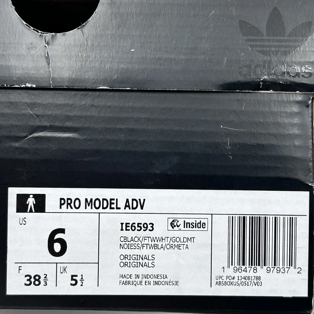 adidas Pro Model ADV High Top Leather Sneakers Men's 6/Women's 7-7.5 Black-White